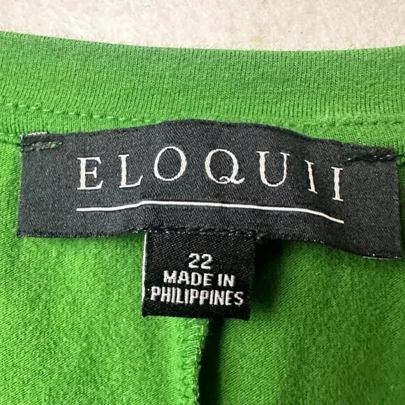 ELOQUII dress women 22 maxi faux wrap short sleeve Kelly Green cuffed sleeves - Picture 5 of 6